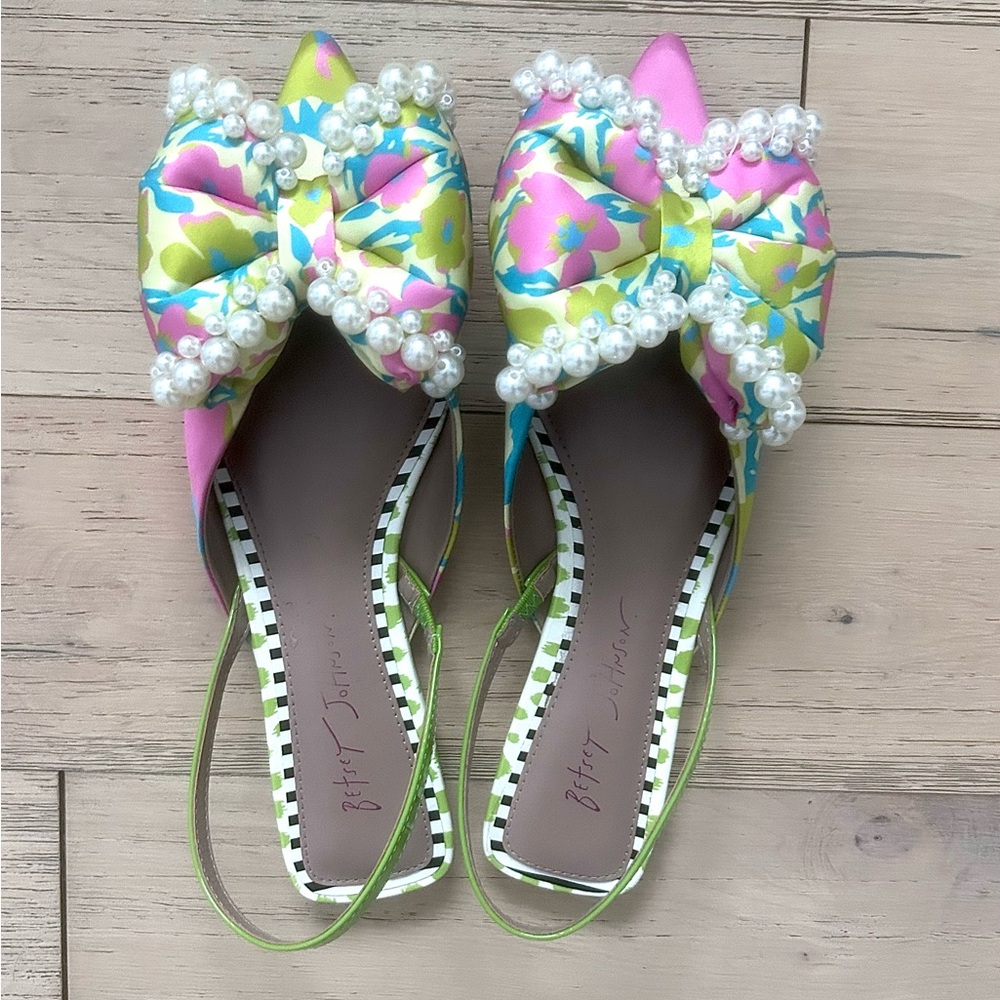 Betsey Johnson Camilo Flats with Bows & Pearls